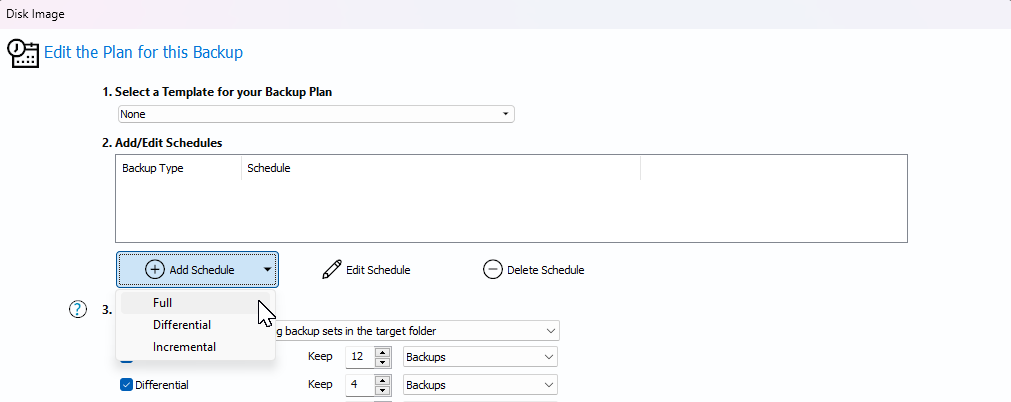 Edit the plan for this backup dialog in Macrium Reflect on Windows 11