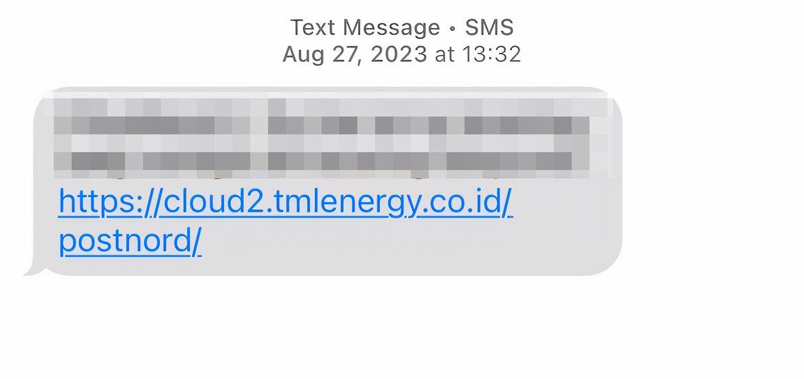 A Scam Link in a Smishing Text